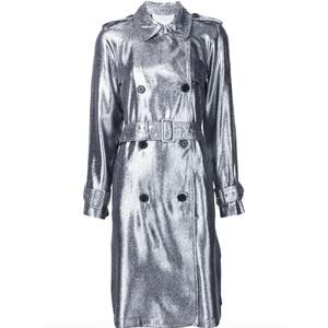 3.1 Phillip Lim Silver Metallic Belted Trench Coat